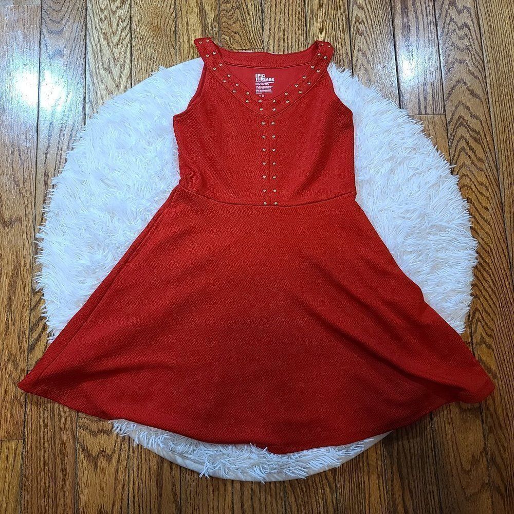 Epic Threads Women's Red Textured Sleeveless Dress